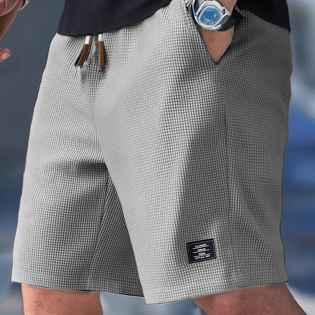 Waffle Texture Casual Shorts with Drawstring