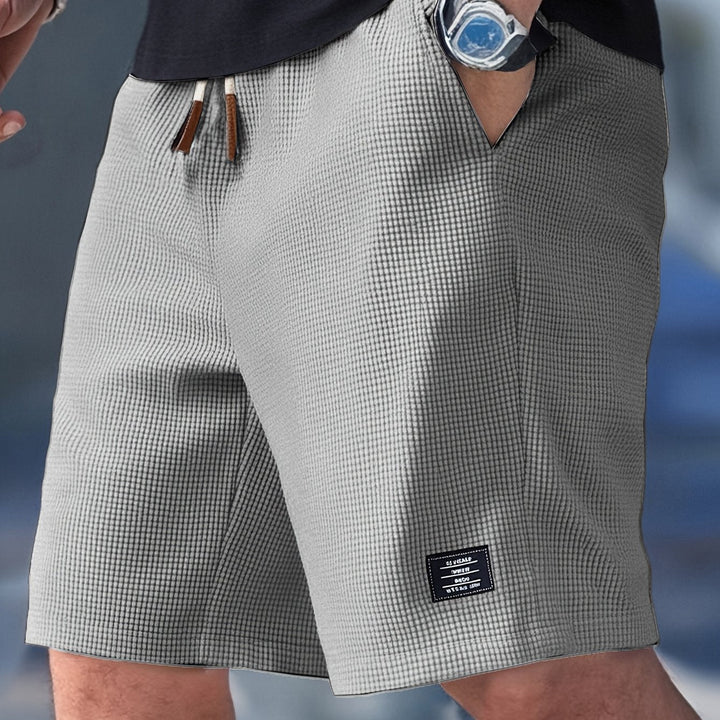 Waffle Texture Casual Shorts with Drawstring