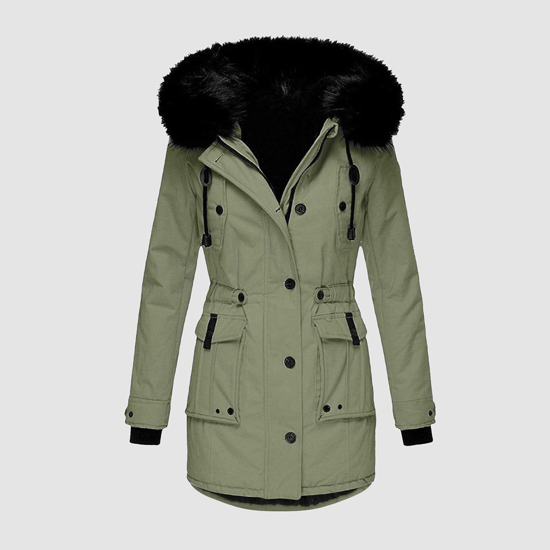 Women’s Faux Fur Hood Warm Parka Winter Jacket