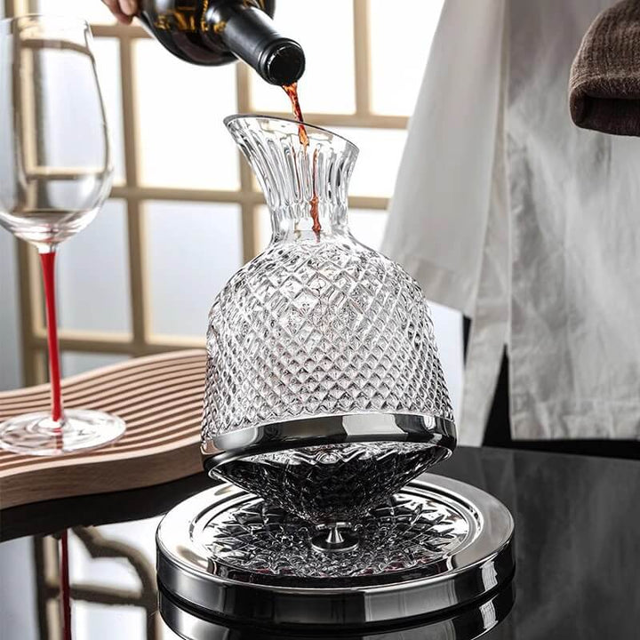 Wine Decanter with 360° Rotating Design for Enhanced Aeration - Crystal Elegance 0