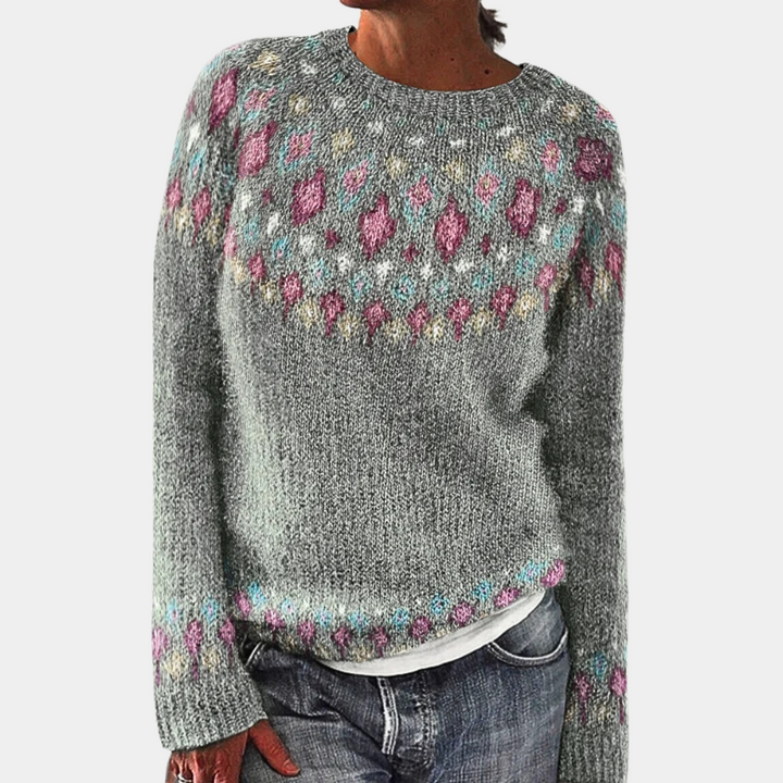 Women's Cozy Printed Wool Sweater - Sophia 1