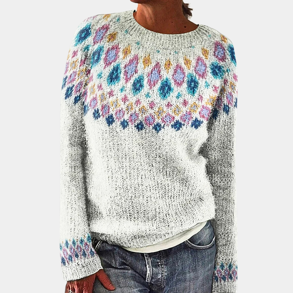 Women's Cozy Printed Wool Sweater - Sophia 5