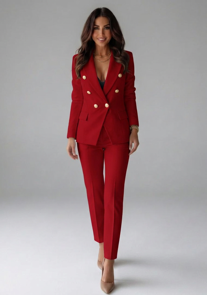 Women’s Double-Breasted Blazer and Trousers Suit Set | Daphne