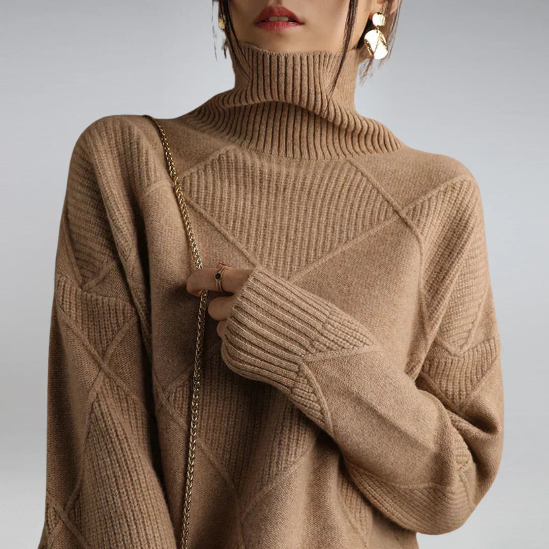 Women's Elegant Cashmere Turtleneck Sweater - Sophia 1