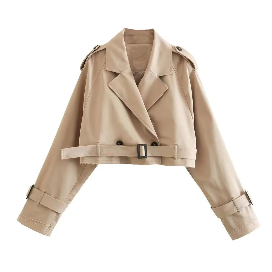 Women's Elegant Cropped Trench Coat - Sophia 0