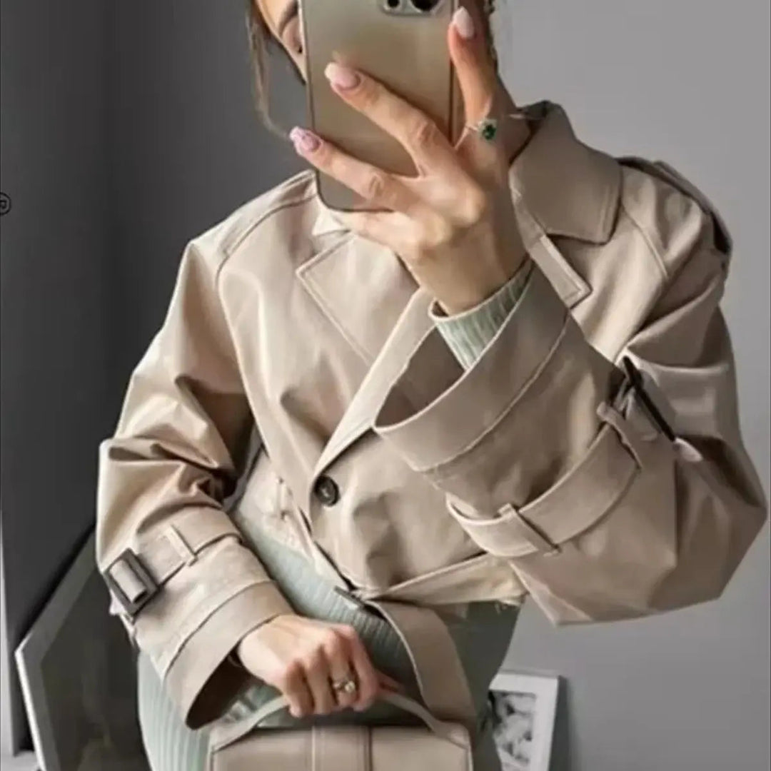 Women's Elegant Cropped Trench Coat - Sophia 2
