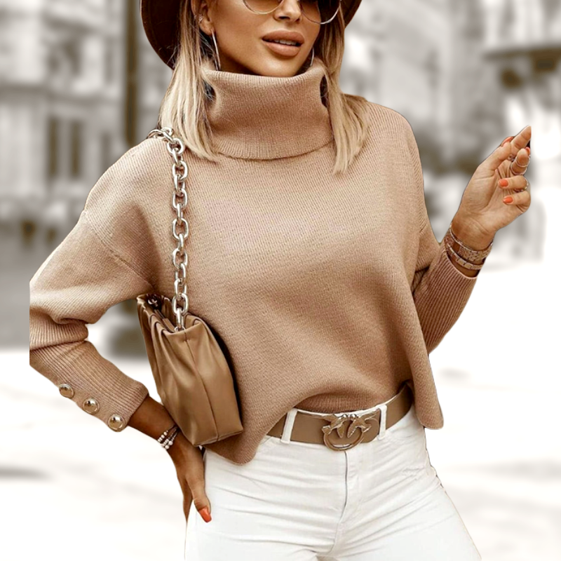 Women's Elegant Oversized Turtleneck Sweater - Clara 1