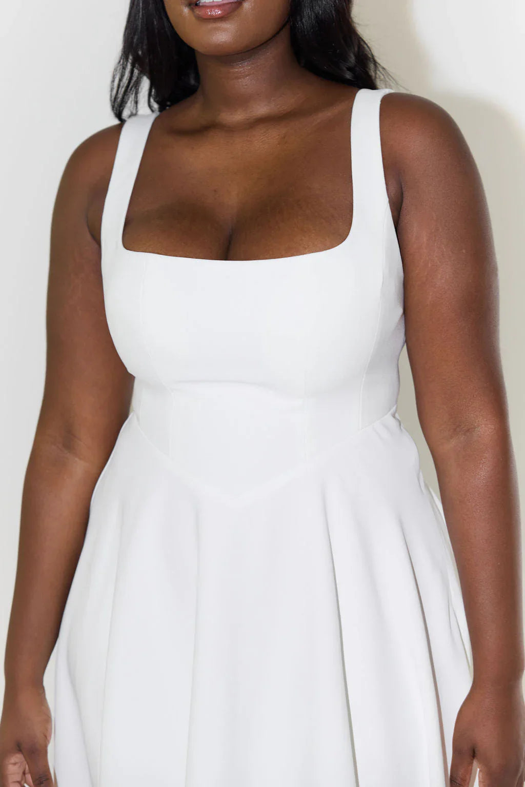 Women’s Square Neck Fit-and-Flare Midi Dress White | Isla