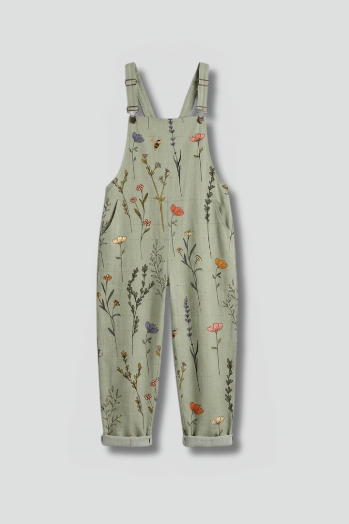 Women’s Linen-Look Floral Overalls Jumpsuit | Poppy