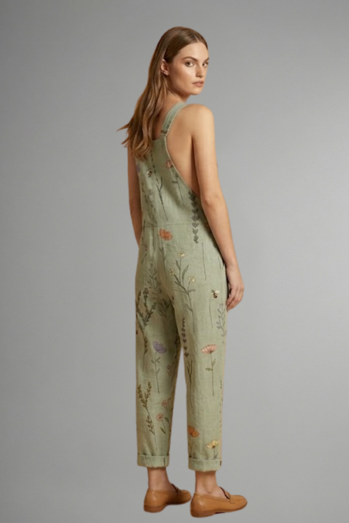 Women’s Linen-Look Floral Overalls Jumpsuit | Poppy