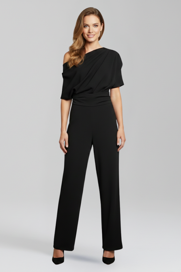 Women’s One-Shoulder Draped Wide-Leg Jumpsuit | Nadia