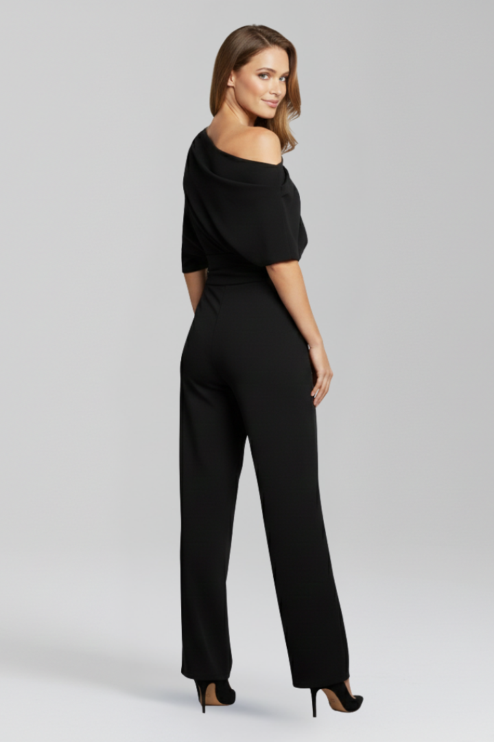 Women’s One-Shoulder Draped Wide-Leg Jumpsuit | Nadia