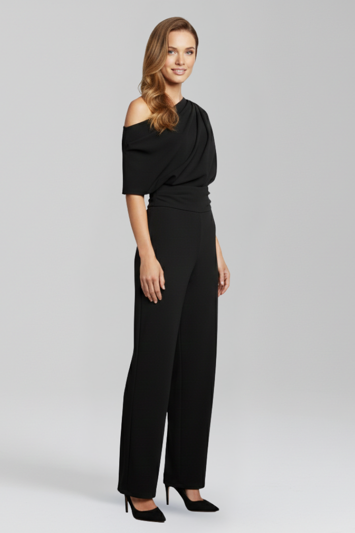 Women’s One-Shoulder Draped Wide-Leg Jumpsuit | Nadia
