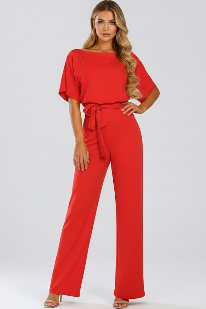 Women’s Wide Leg Jumpsuit with Tie Waist | Willow