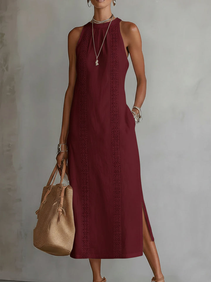Women’s Lace Panel Midi Dress with Relaxed Fit | Lydia
