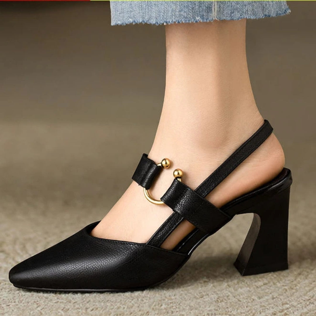 Women’s Square Toe Slingback Block Heels | Elena