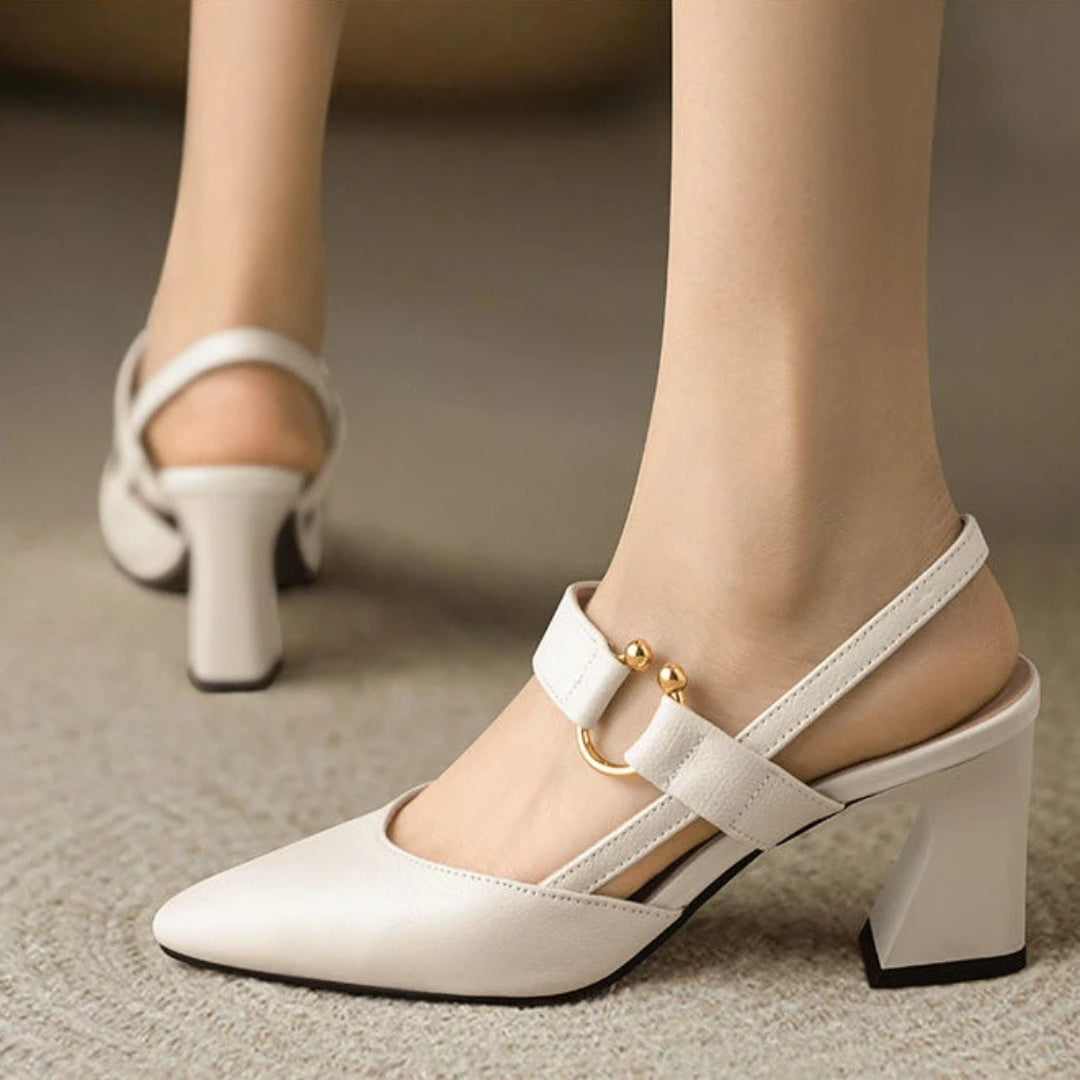Women’s Square Toe Slingback Block Heels | Elena