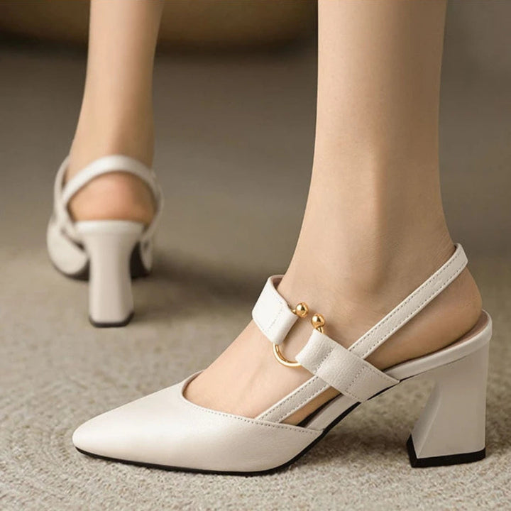 Women’s Square Toe Slingback Block Heels | Elena