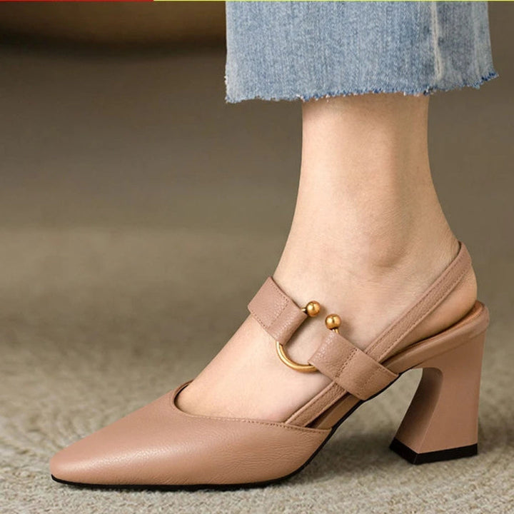Women’s Square Toe Slingback Block Heels | Elena