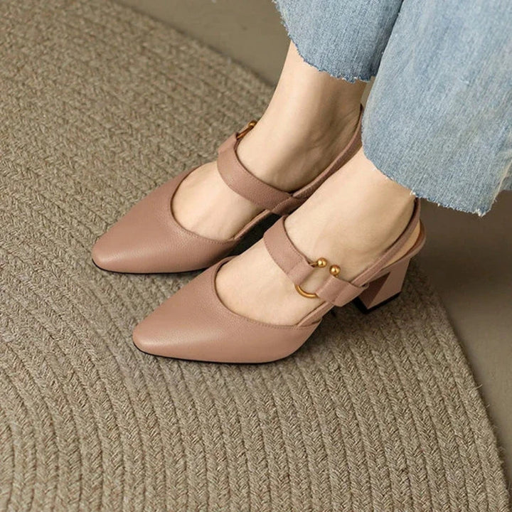 Women’s Square Toe Slingback Block Heels | Elena