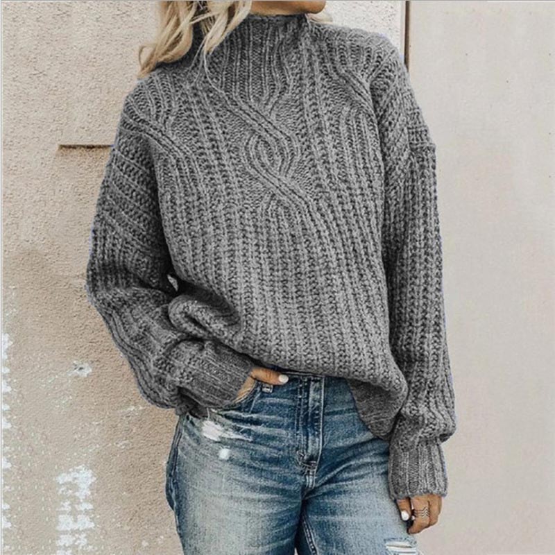 Women's Oversized Black Turtleneck Sweater - Emma 1