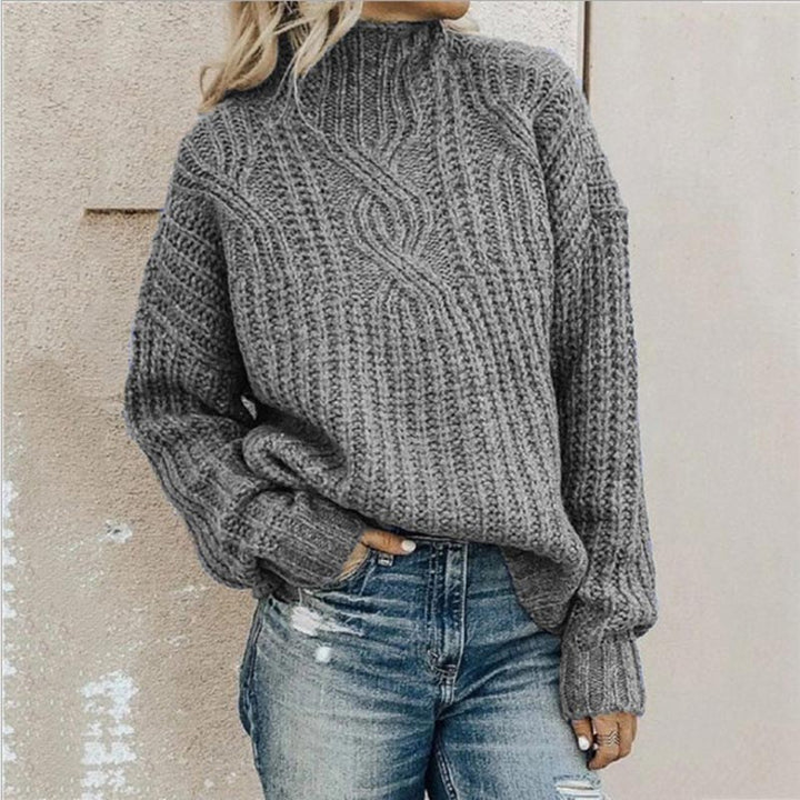 Women's Oversized Black Turtleneck Sweater - Emma 1
