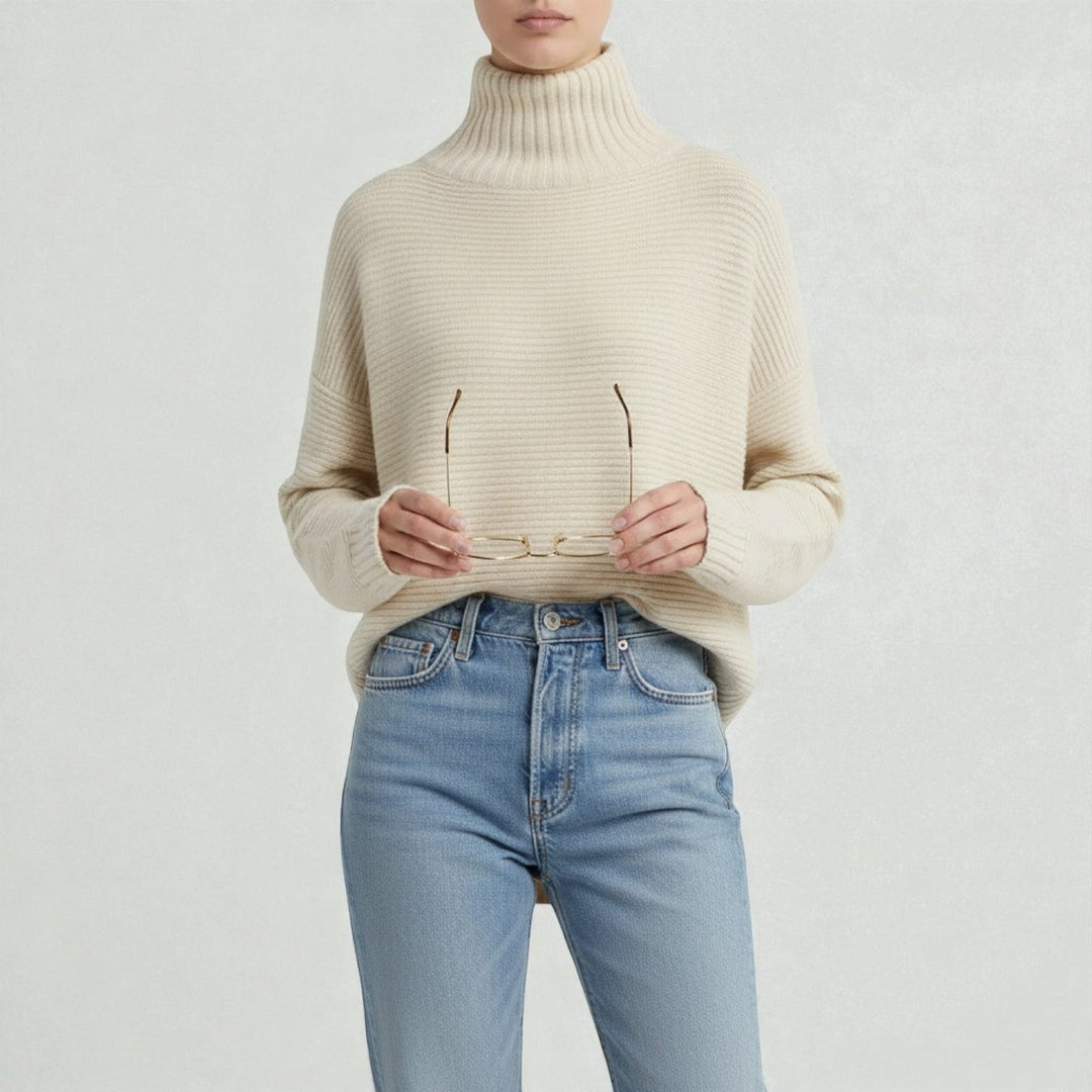 Women's Oversized Wool Roll Neck Jumper - Isabella 2