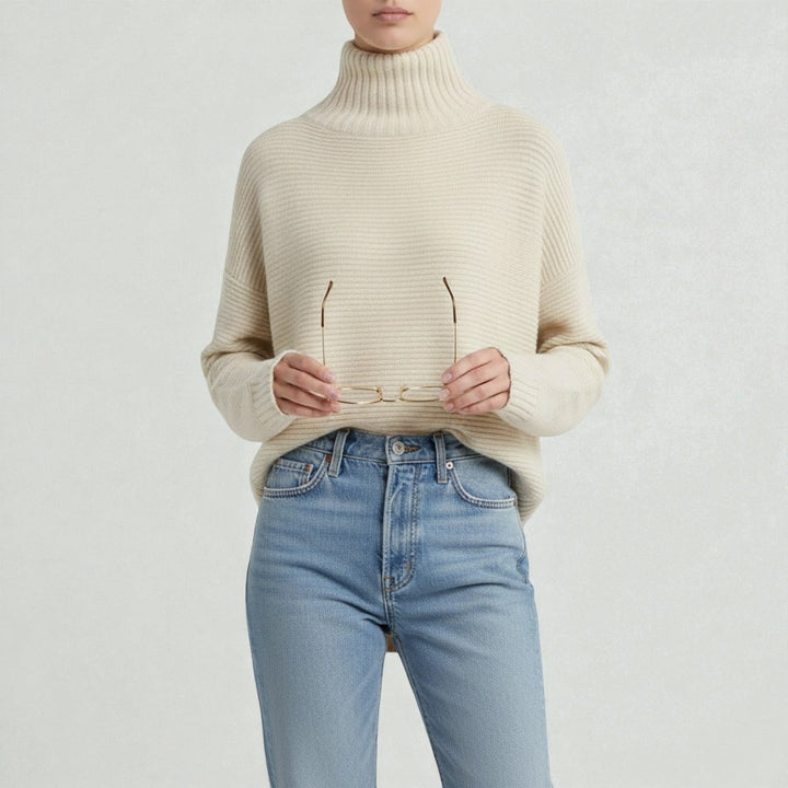 Women's Oversized Wool Roll Neck Jumper - Isabella 2