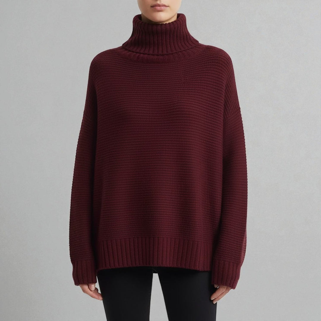 Women's Oversized Wool Roll Neck Jumper - Isabella 3