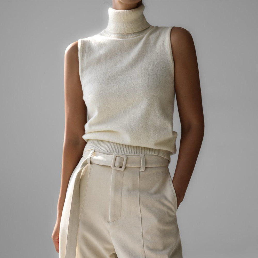 Women’s Turtleneck Sleeveless Knit Vest Top