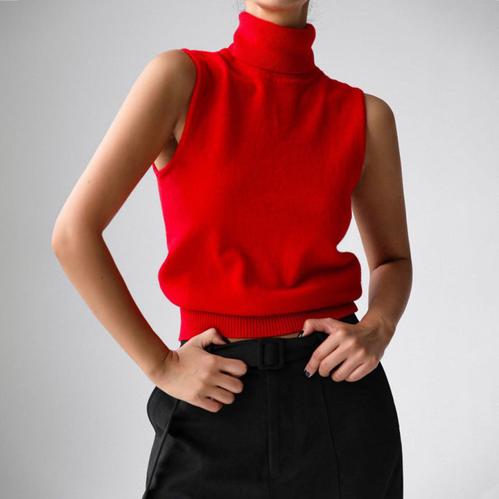Women’s Turtleneck Sleeveless Knit Vest Top