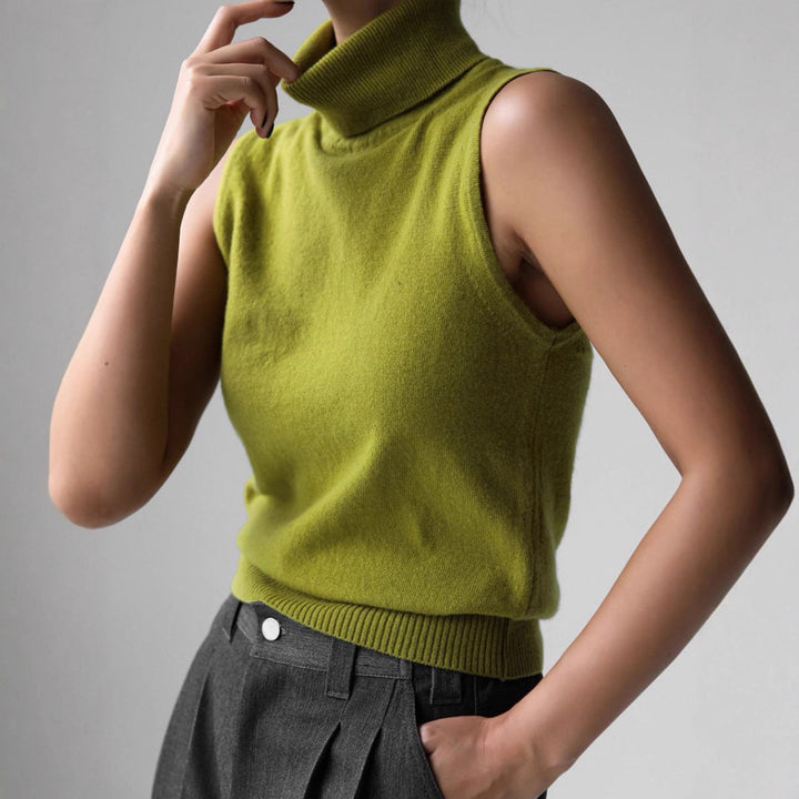 Women’s Turtleneck Sleeveless Knit Vest Top
