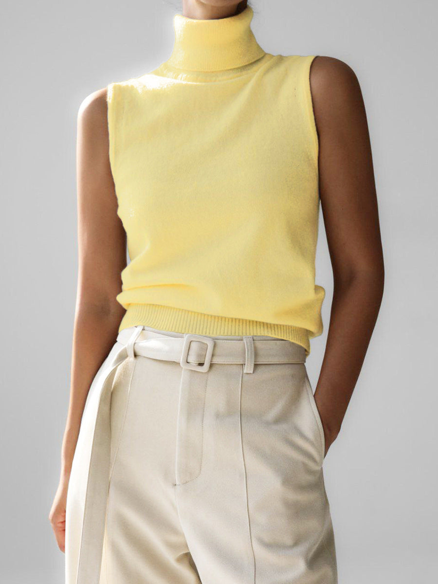 Women’s Turtleneck Sleeveless Knit Vest Top