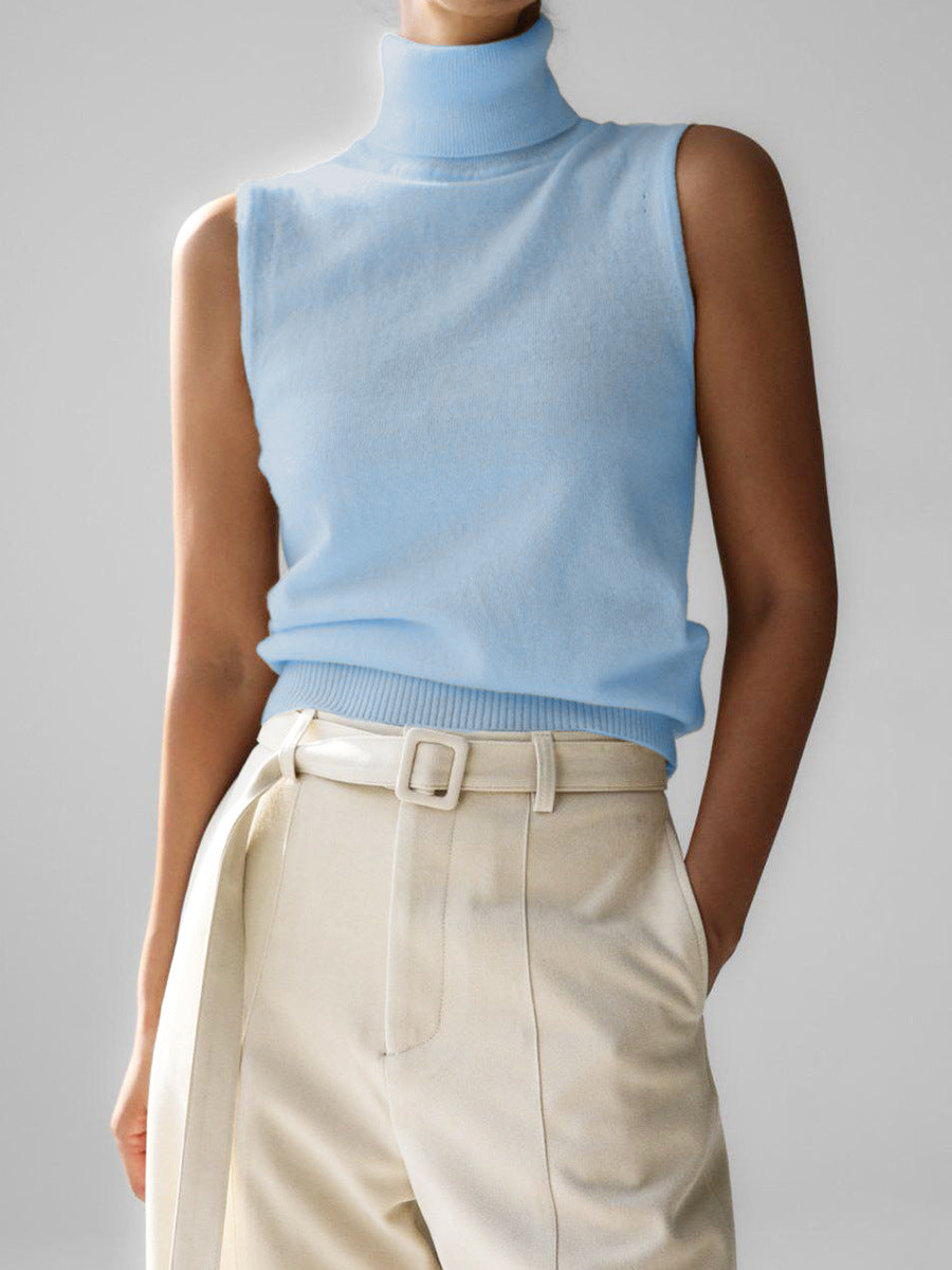 Women’s Turtleneck Sleeveless Knit Vest Top