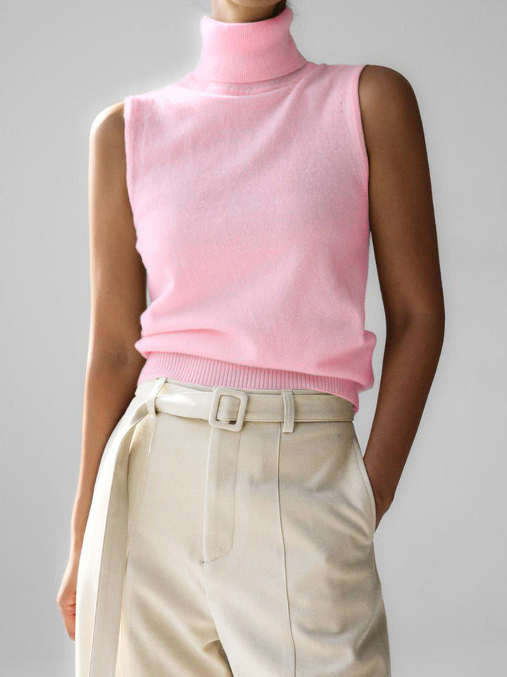 Women’s Turtleneck Sleeveless Knit Vest Top