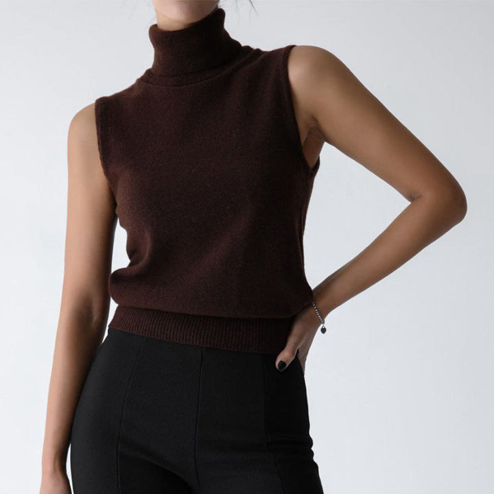 Women’s Turtleneck Sleeveless Knit Vest Top