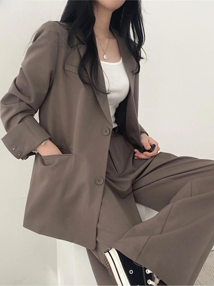Women’s Casual Tailored Blazer &amp; Wide Leg Trouser Suit Set