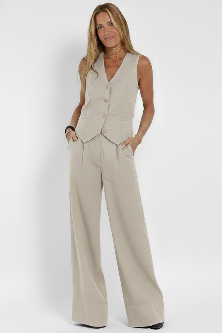 Women’s Linen Waistcoat and Wide-Leg Trousers Set | Lydia