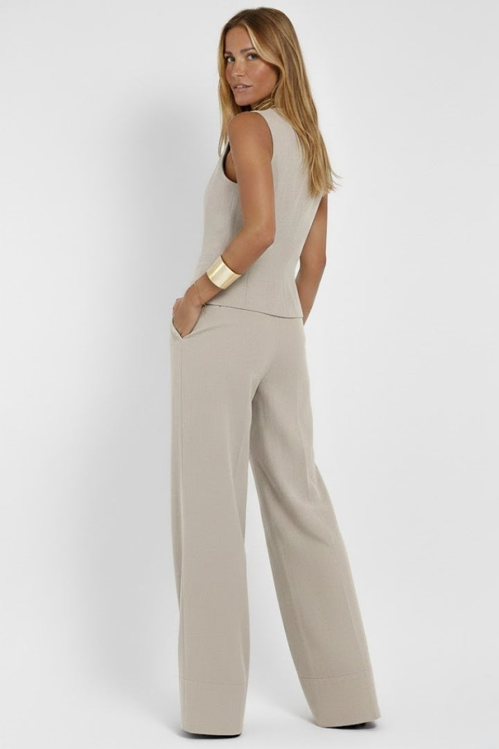 Women’s Linen Waistcoat and Wide-Leg Trousers Set | Lydia