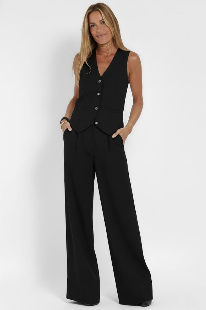 Women’s Linen Waistcoat and Wide-Leg Trousers Set | Lydia