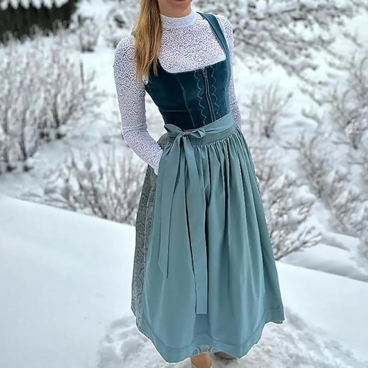 Women’s Velvet Corset Tie-Waist Midi Dress