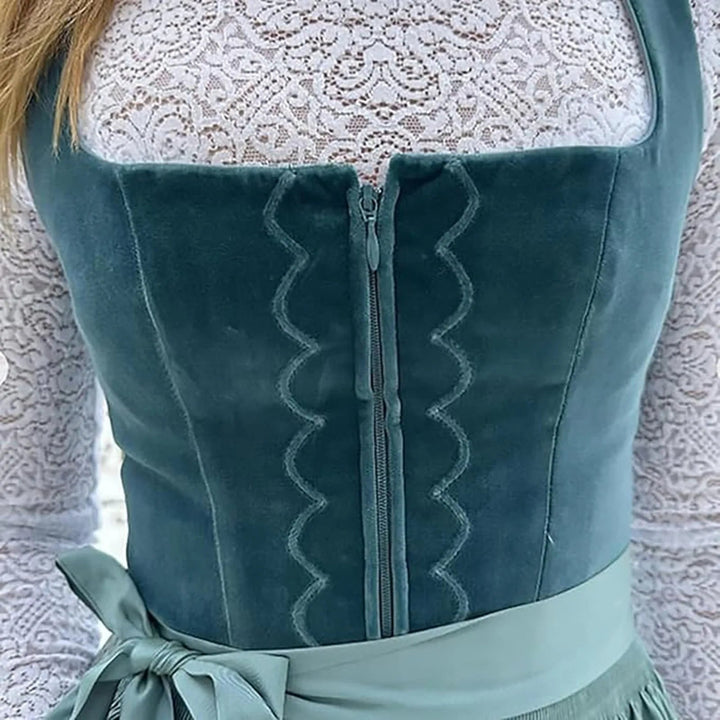 Women’s Velvet Corset Tie-Waist Midi Dress