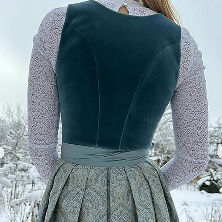 Women’s Velvet Corset Tie-Waist Midi Dress