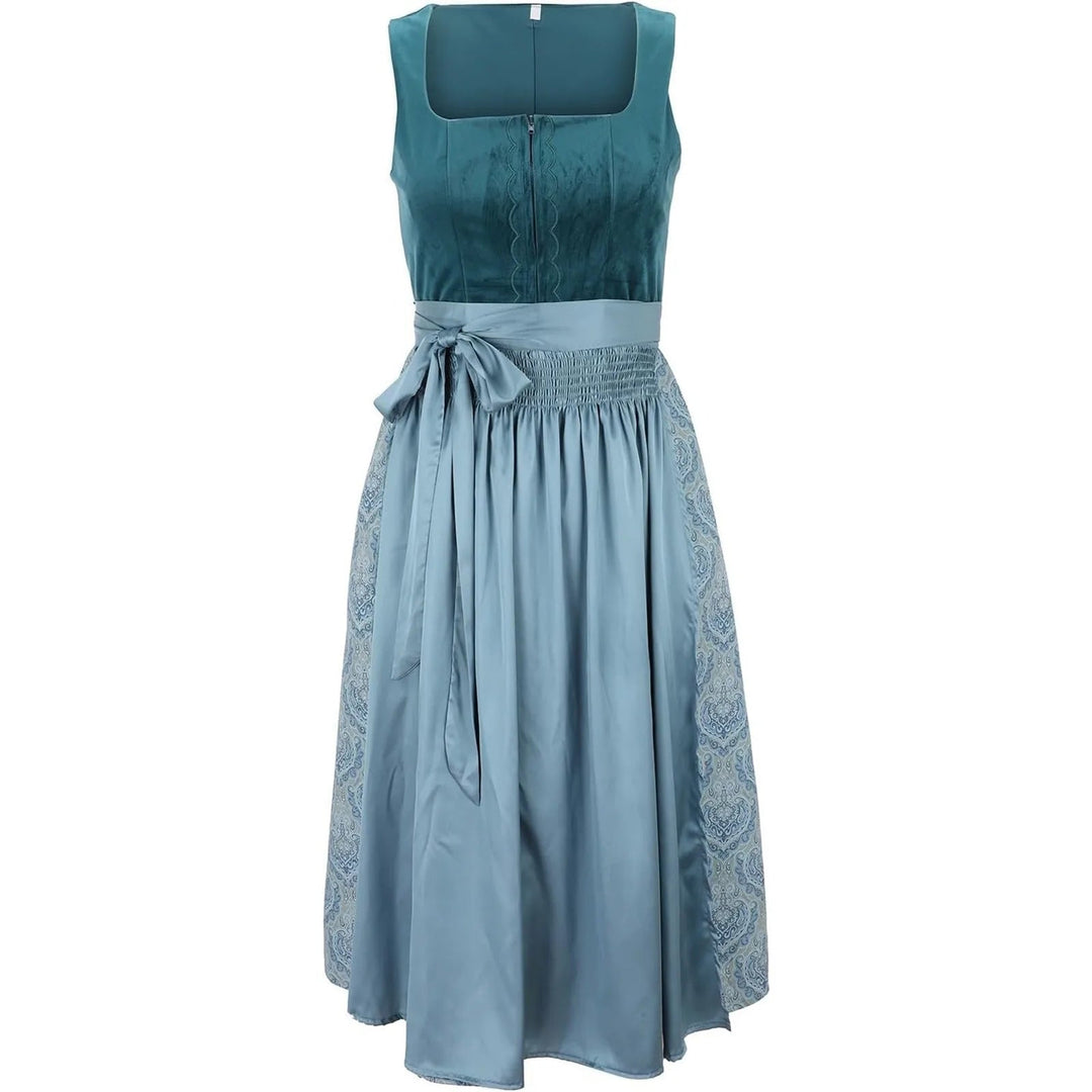 Women’s Velvet Corset Tie-Waist Midi Dress