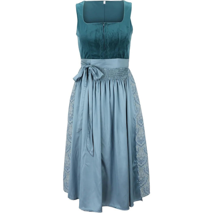 Women’s Velvet Corset Tie-Waist Midi Dress