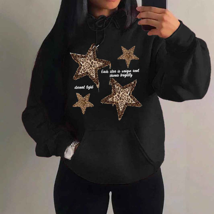 Women’s Leopard Print Star Graphic Hoodie