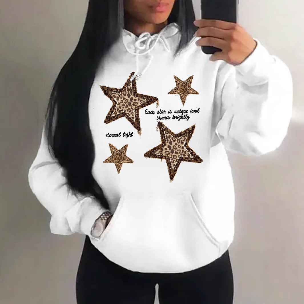 Women’s Leopard Print Star Graphic Hoodie