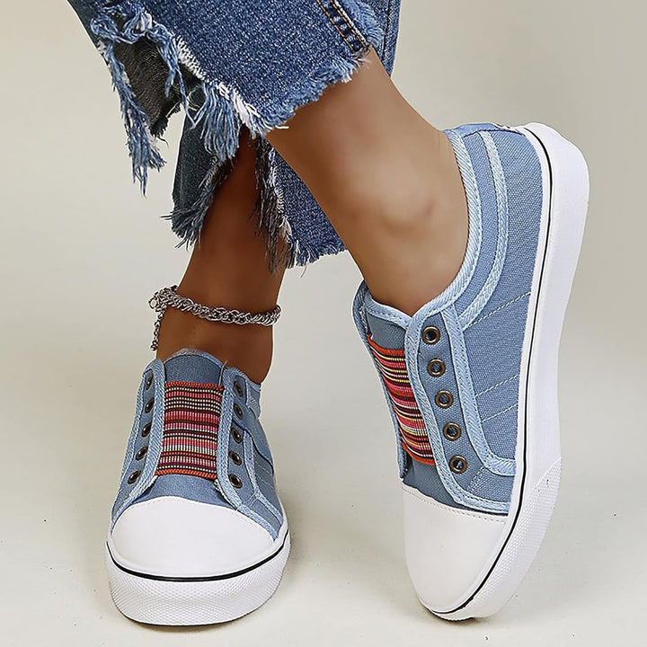 Women’s Washed Denim Low-Top Slip-On Sneakers