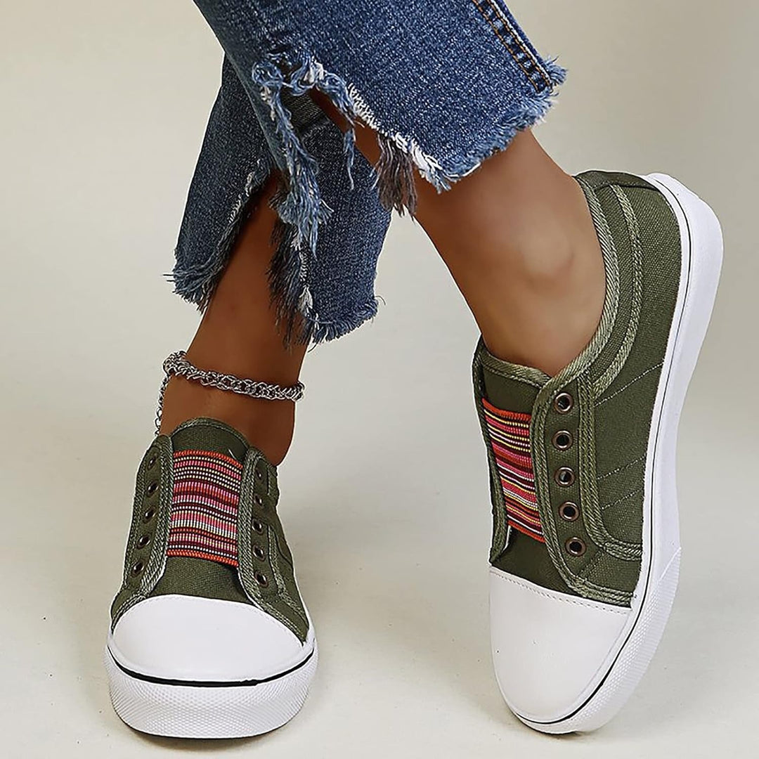 Women’s Washed Denim Low-Top Slip-On Sneakers