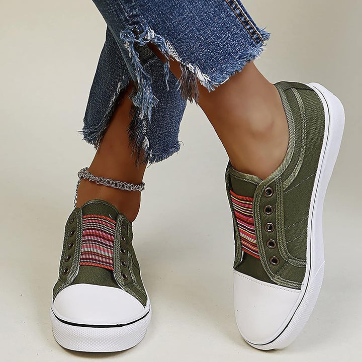 Women’s Washed Denim Low-Top Slip-On Sneakers